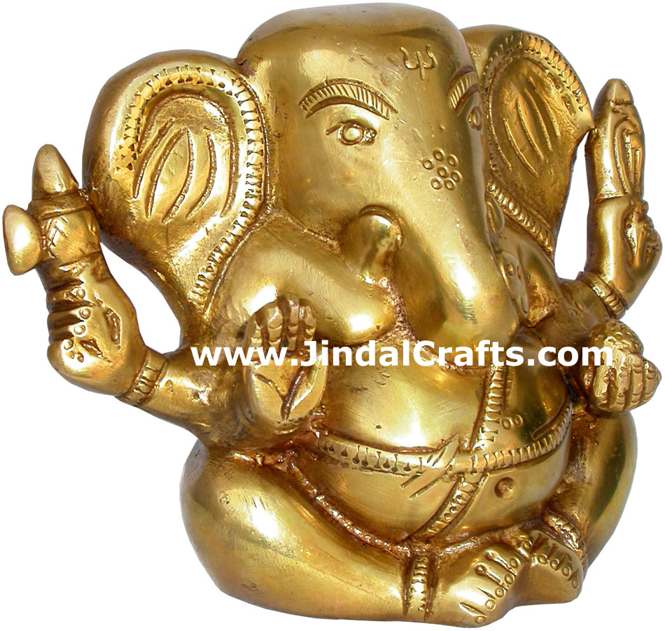 Ganesha - Hand Carved Indian Art Craft Handicraft Home Decor Brass Figurine