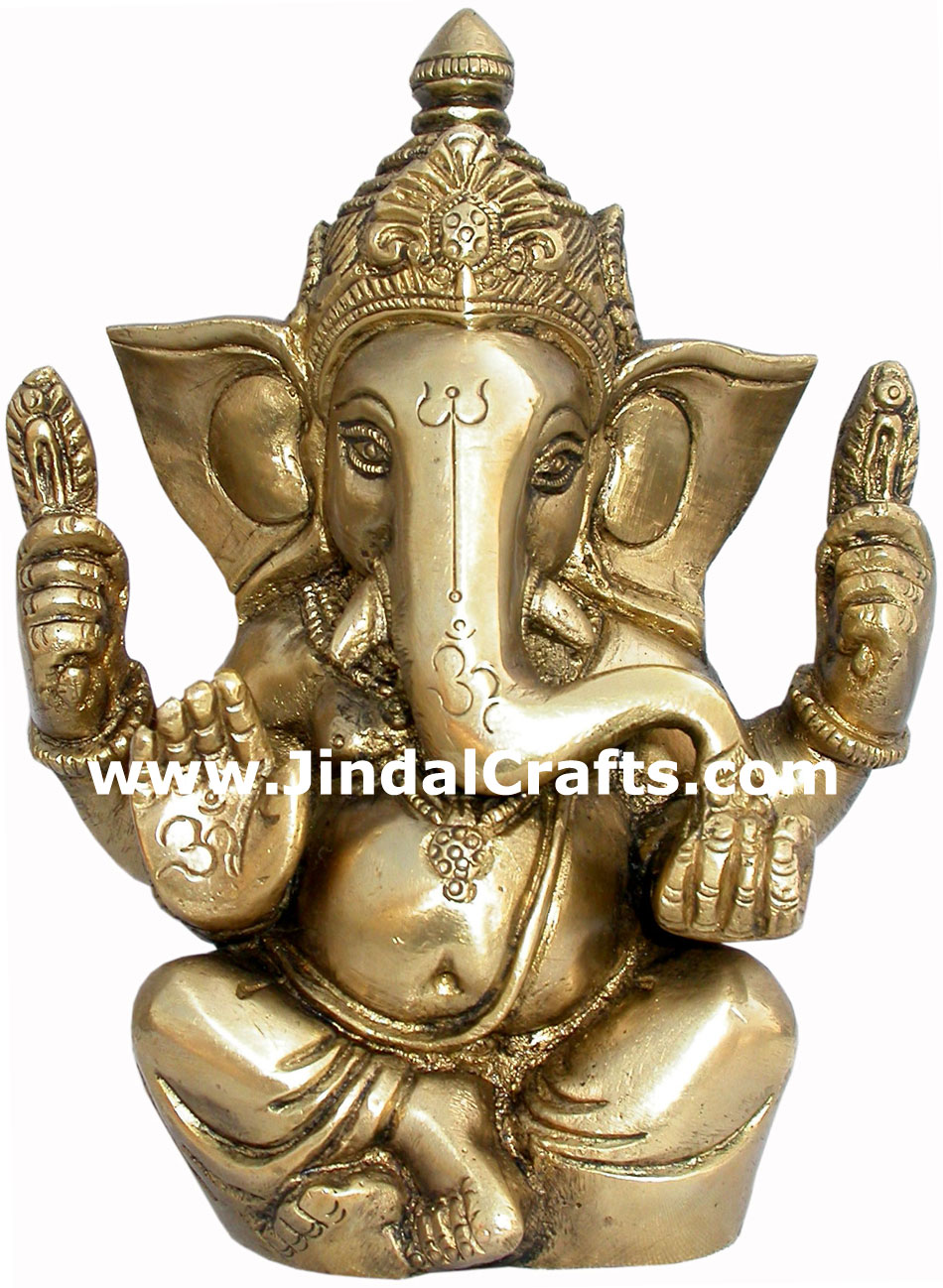 Ganesha - Hand Carved Indian Art Craft Handicraft Home Decor Brass Figurine