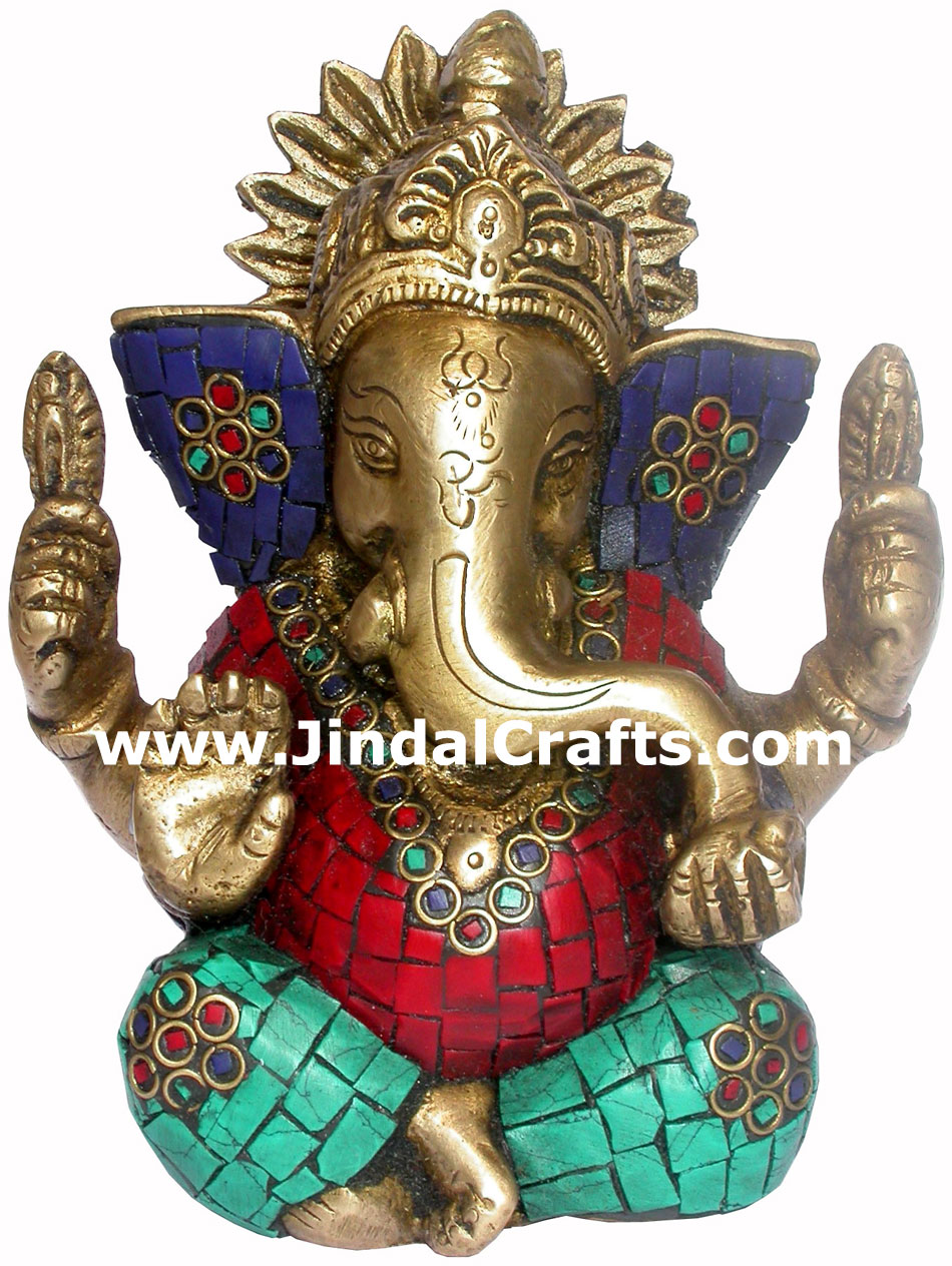 Ganesha - Hand Carved Indian Art Craft Handicraft Home Decor Brass Figurine