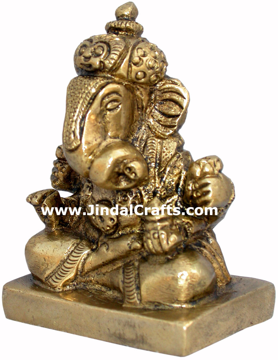 Ganesha - Hand Carved Indian Art Craft Handicraft Home Decor Brass Figurine