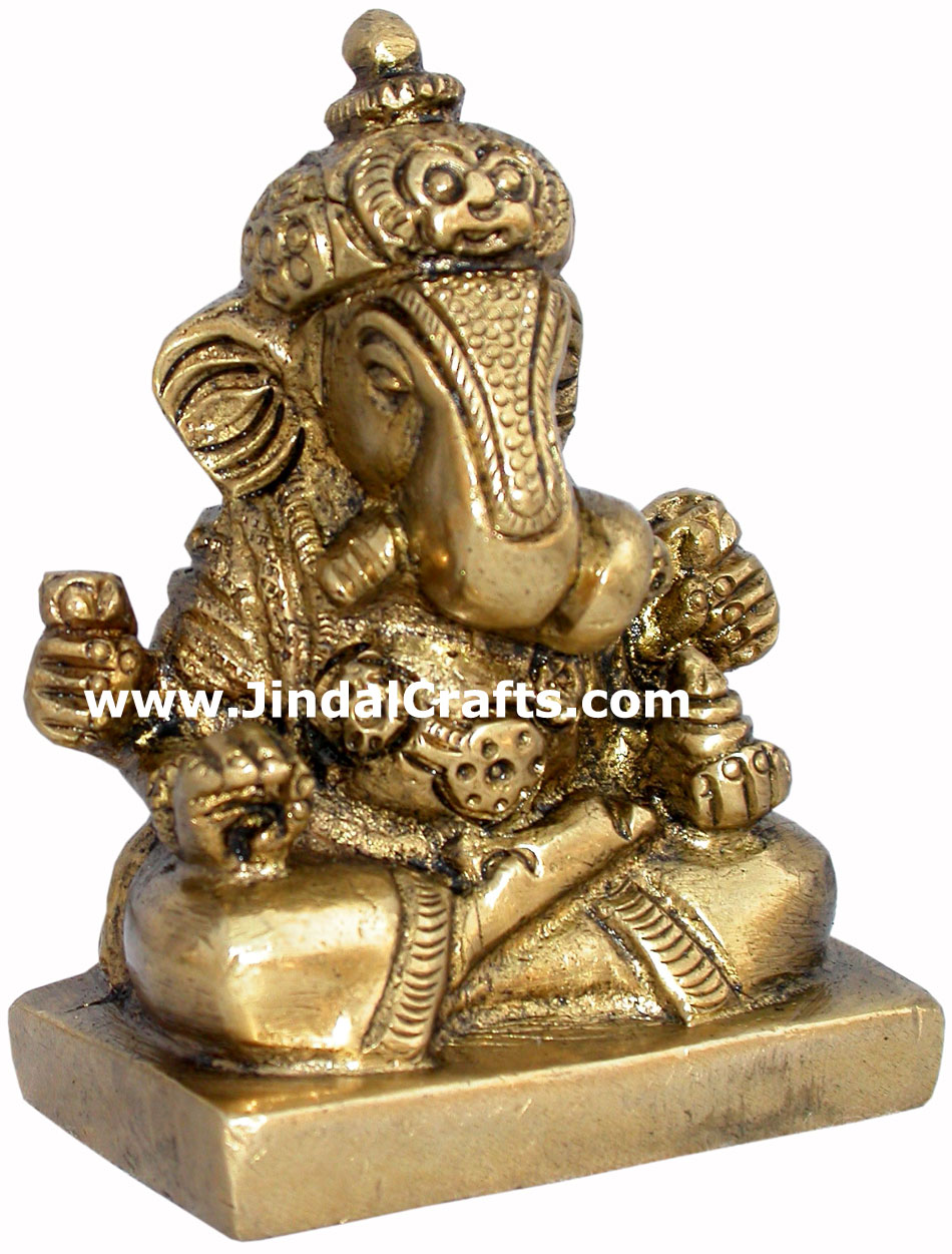 Ganesha - Hand Carved Indian Art Craft Handicraft Home Decor Brass Figurine