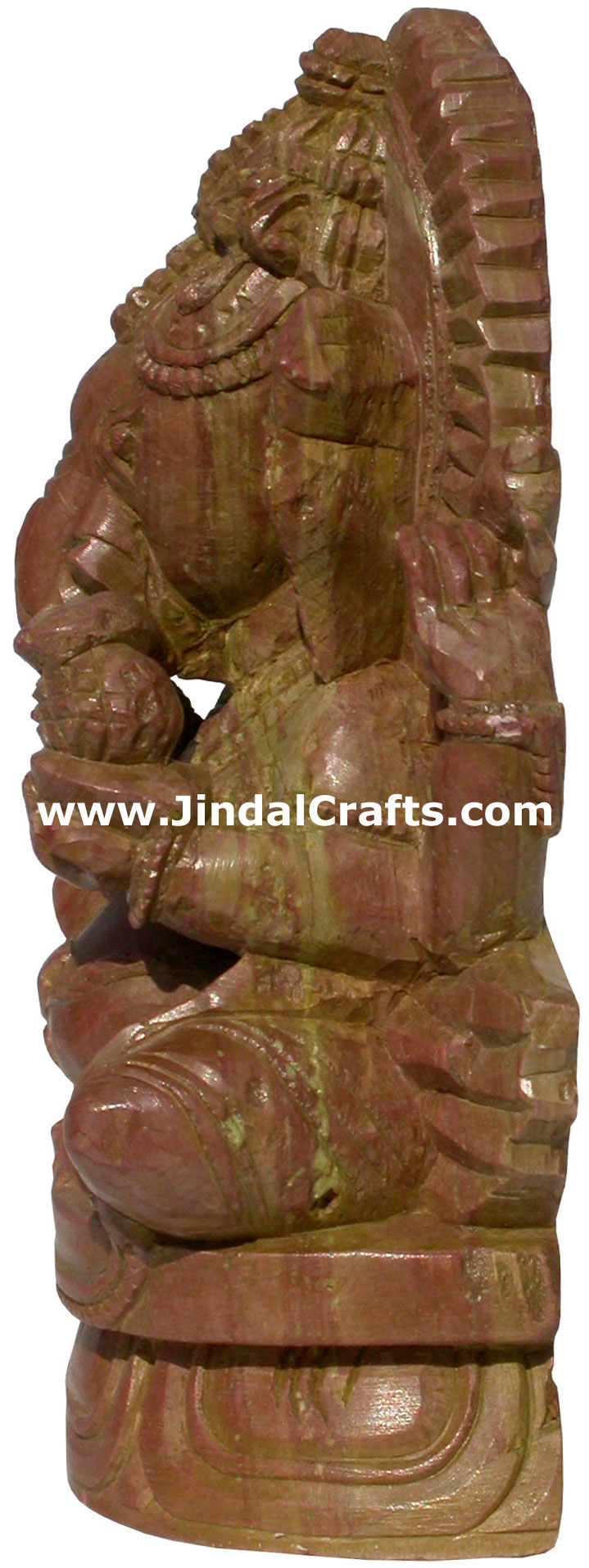 God Ganesha Hand Carved Pink Stone Indian Hinduism Carving Idol Handicrafts Arts