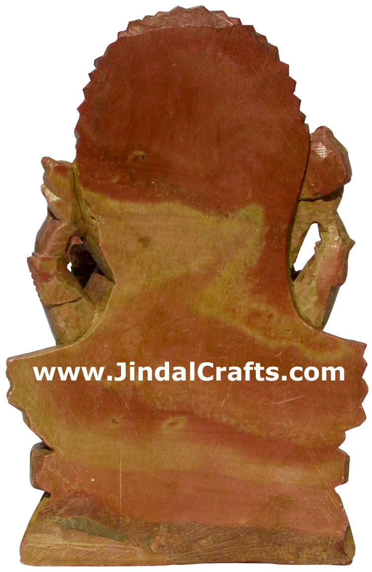 God Ganesha Hand Carved Pink Stone Indian Hinduism Carving Idol Handicrafts Arts