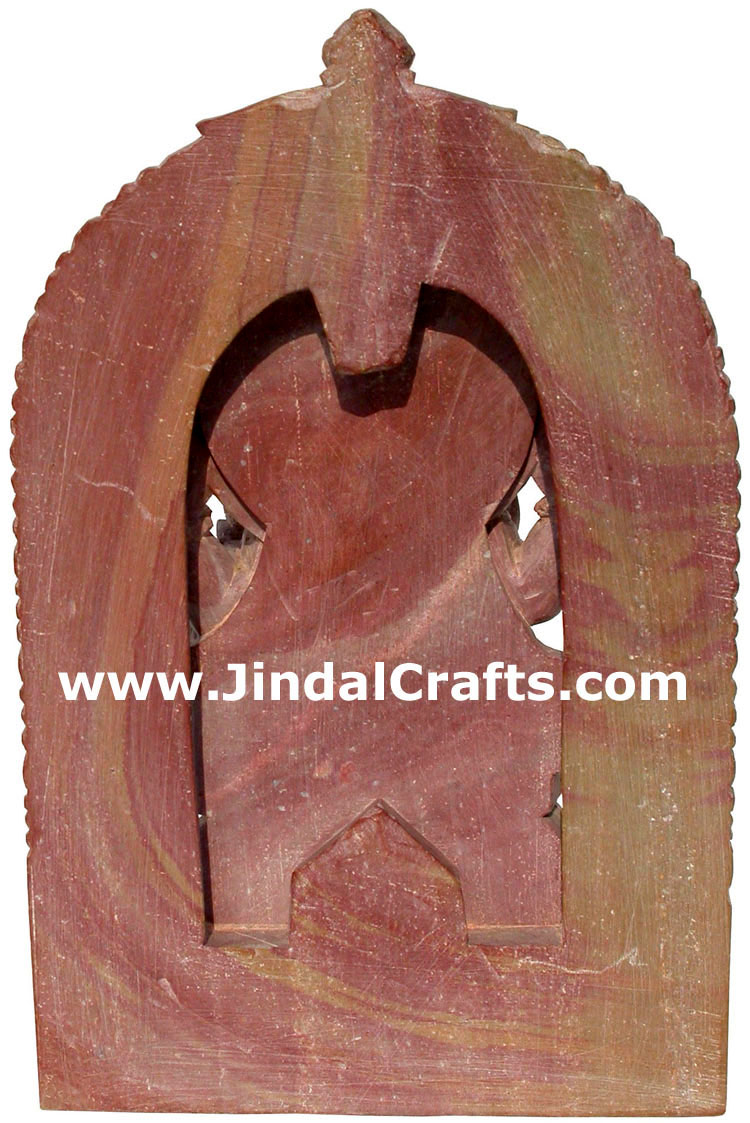 Lord Ganesha Hand Carved Pink Stone Sculpture Indian Carving Figures Home Decor