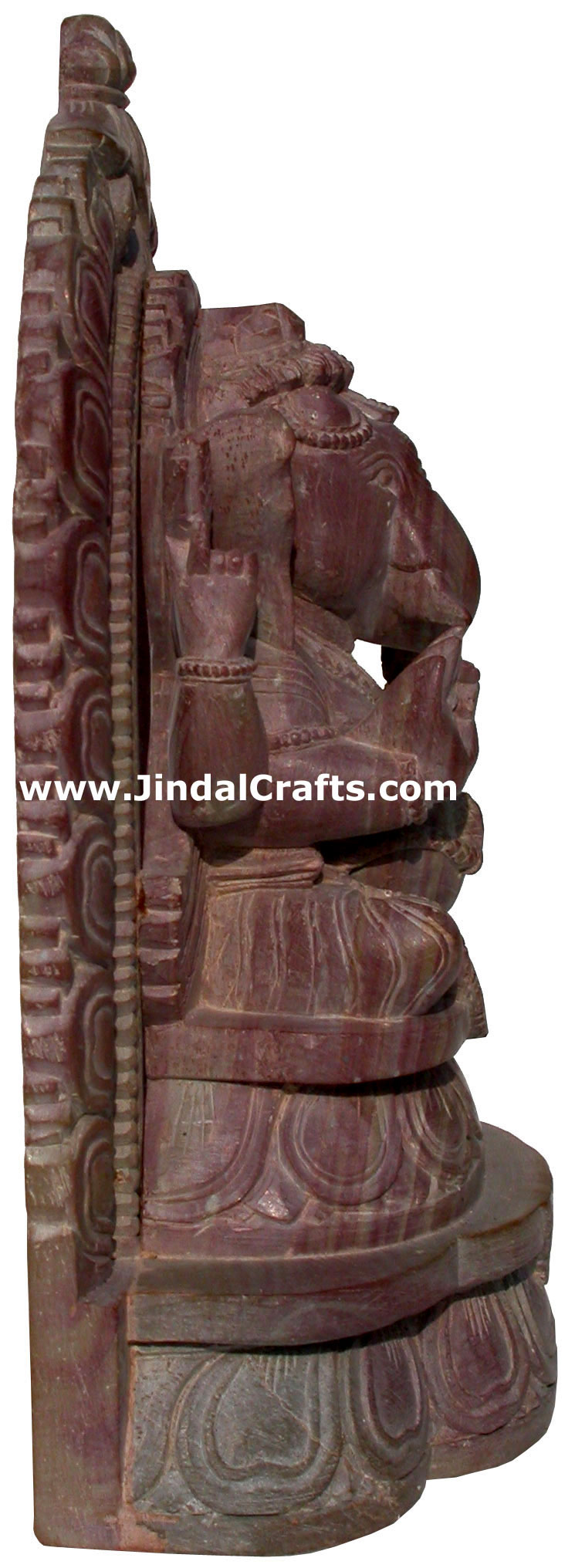 Lord Ganesha Hand Carved Pink Stone Sculpture Indian Carving Figures Home Decor