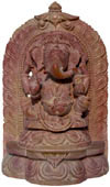 Lord Ganesha Hand Carved Pink Stone Sculpture Indian Carving Figures Home Decor