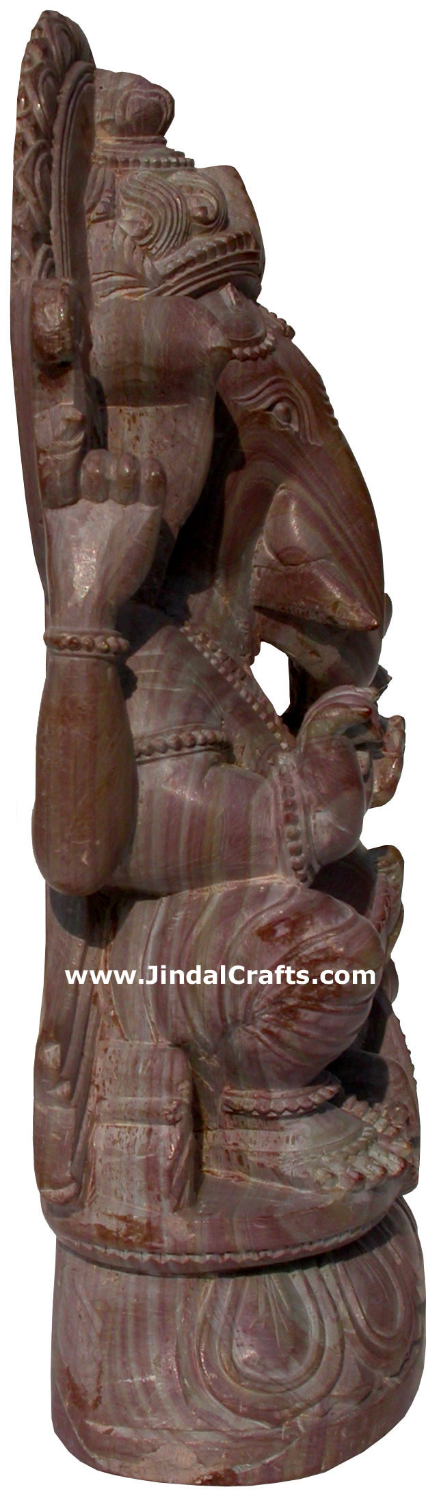 Hand Carved Pink Stone made Lord Ganesha India Carving