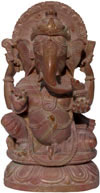 Hand Carved Pink Stone made Lord Ganesha India Carving