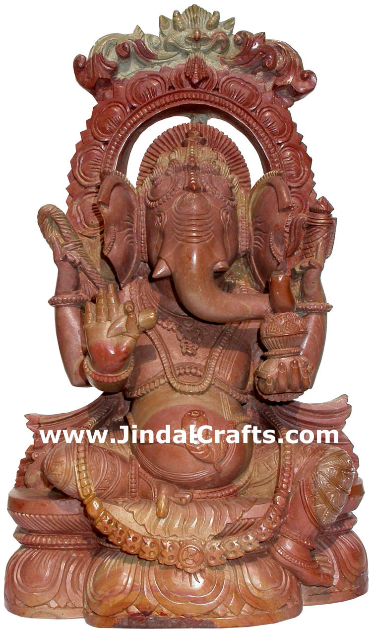 Lord Ganesha Ganpati Vinayaka Hand Carved Stone Figure Indian Carving Arts Hindu