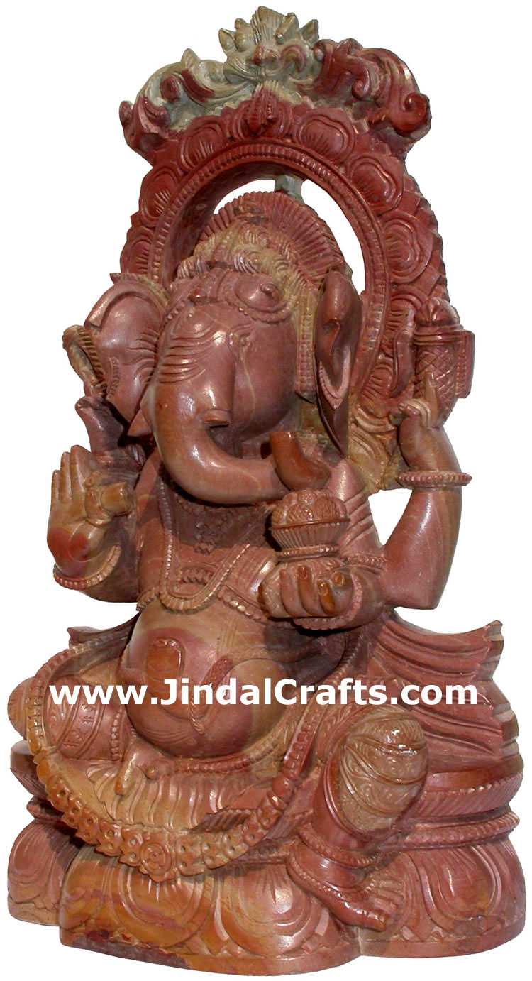 Lord Ganesha Ganpati Vinayaka Hand Carved Stone Figure Indian Carving Arts Hindu