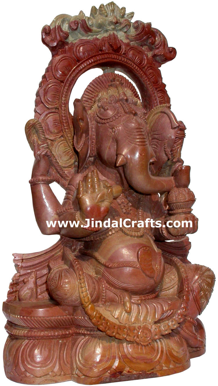 Lord Ganesha Ganpati Vinayaka Hand Carved Stone Figure Indian Carving Arts Hindu