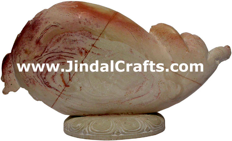 Hand Carved Stone Ganesha in Shankh Conch Figure Indian