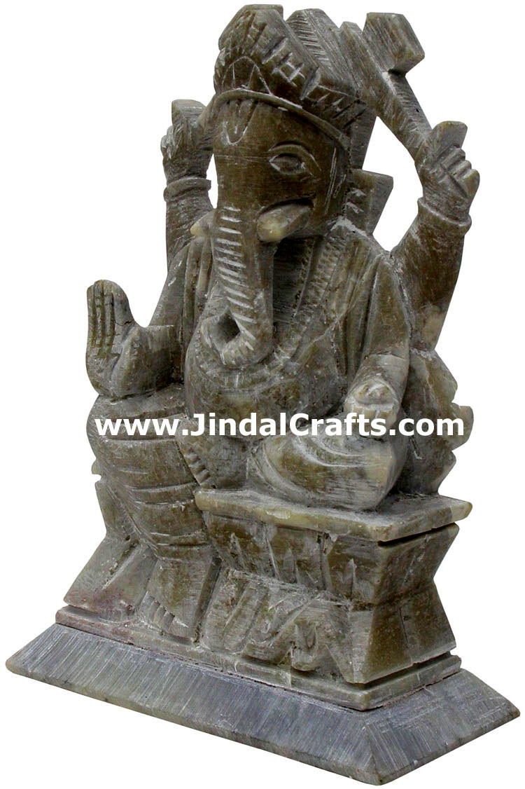 Handcarved Stone Ganesha Indian Stucpture Art