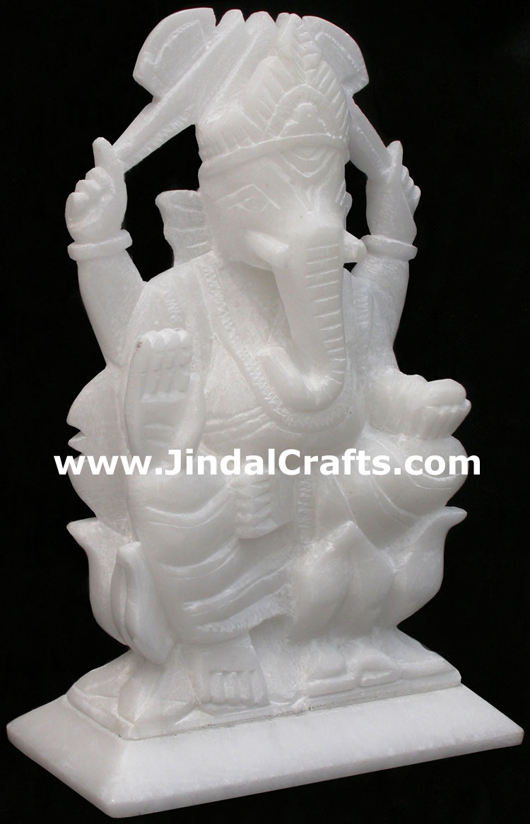 Handcarved Stone Ganesha Indian Stucpture Art