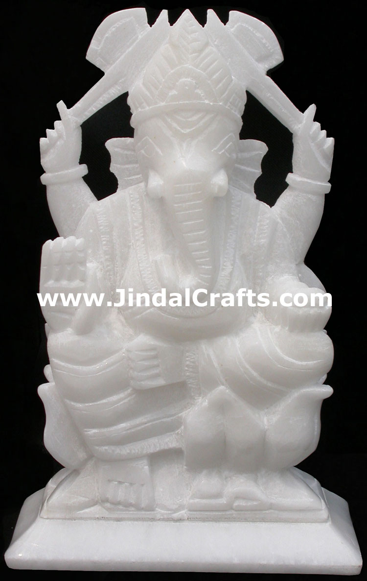 Handcarved Stone Ganesha Indian Stucpture Art