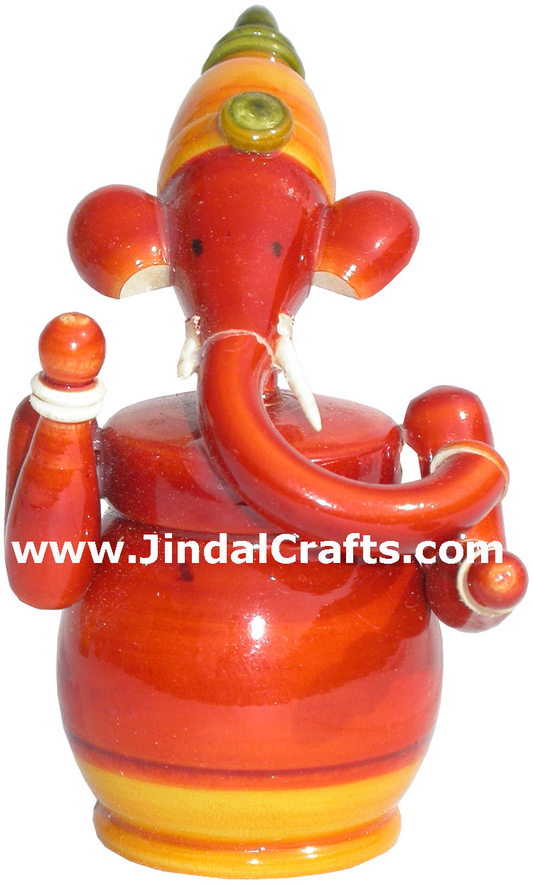 Handmade Hand Painted Wooden Lord Ganesha Religious Idol Moorti Statue Figurine