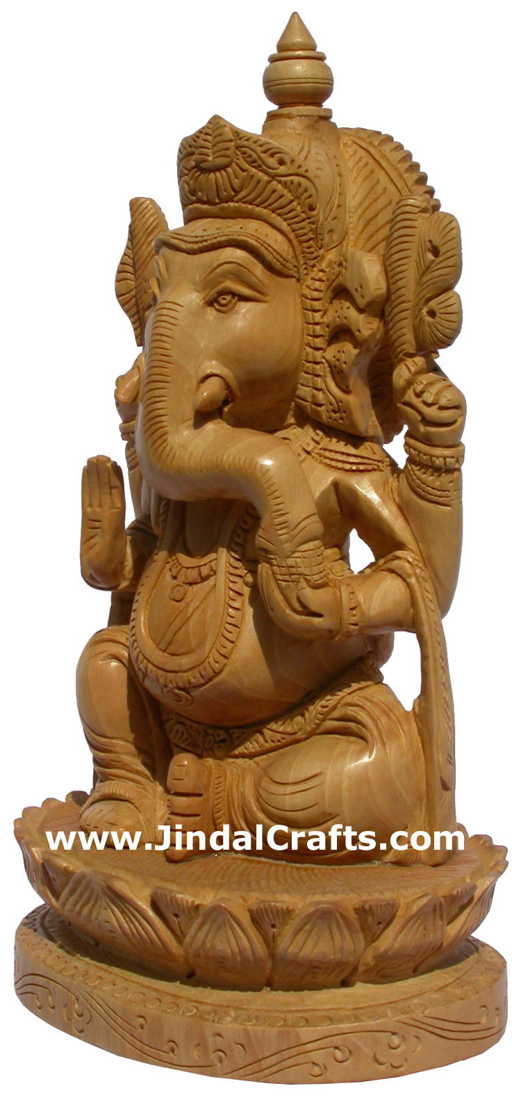 Wood Sculpture Handcarved Ganesha Statuette Hindu Art