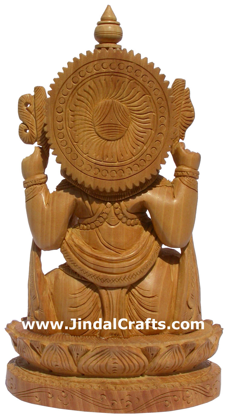 Wood Sculpture Handcarved Ganesha Statuette Hindu Art