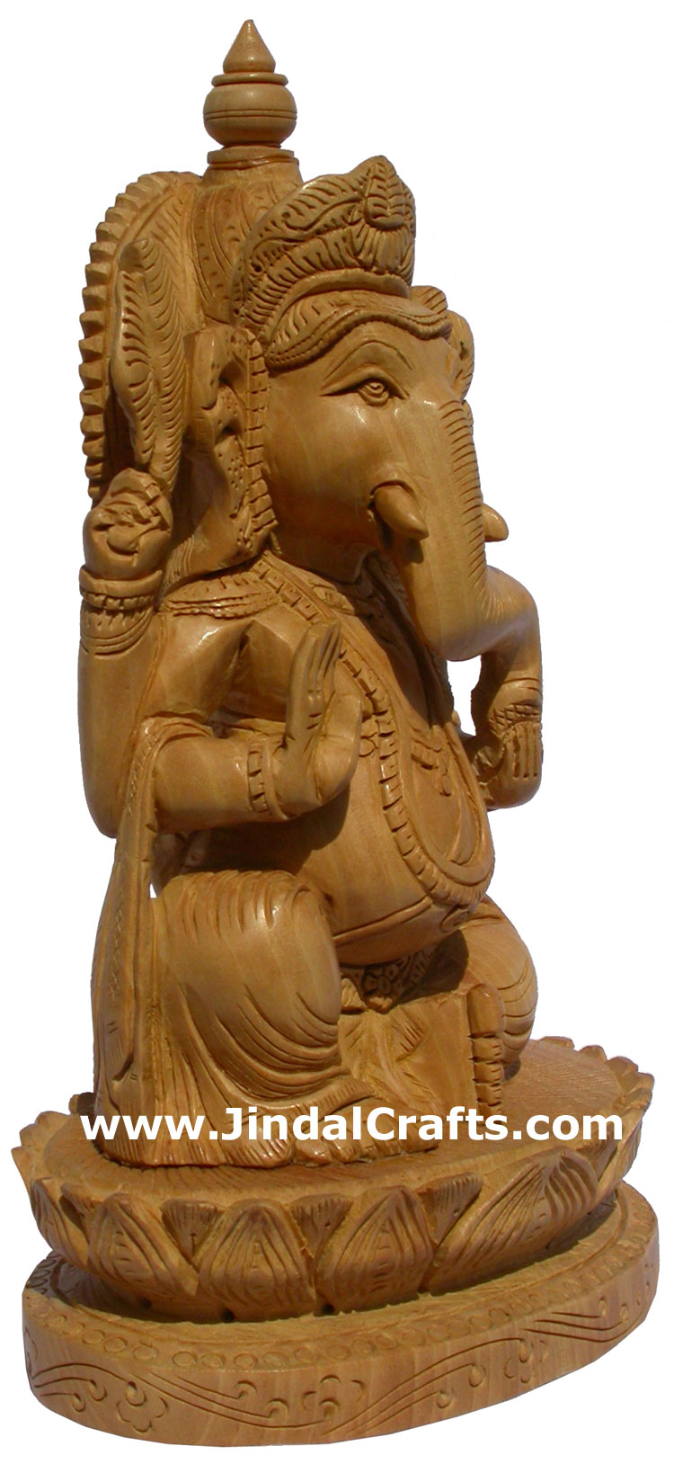 Wood Sculpture Handcarved Ganesha Statuette Hindu Art