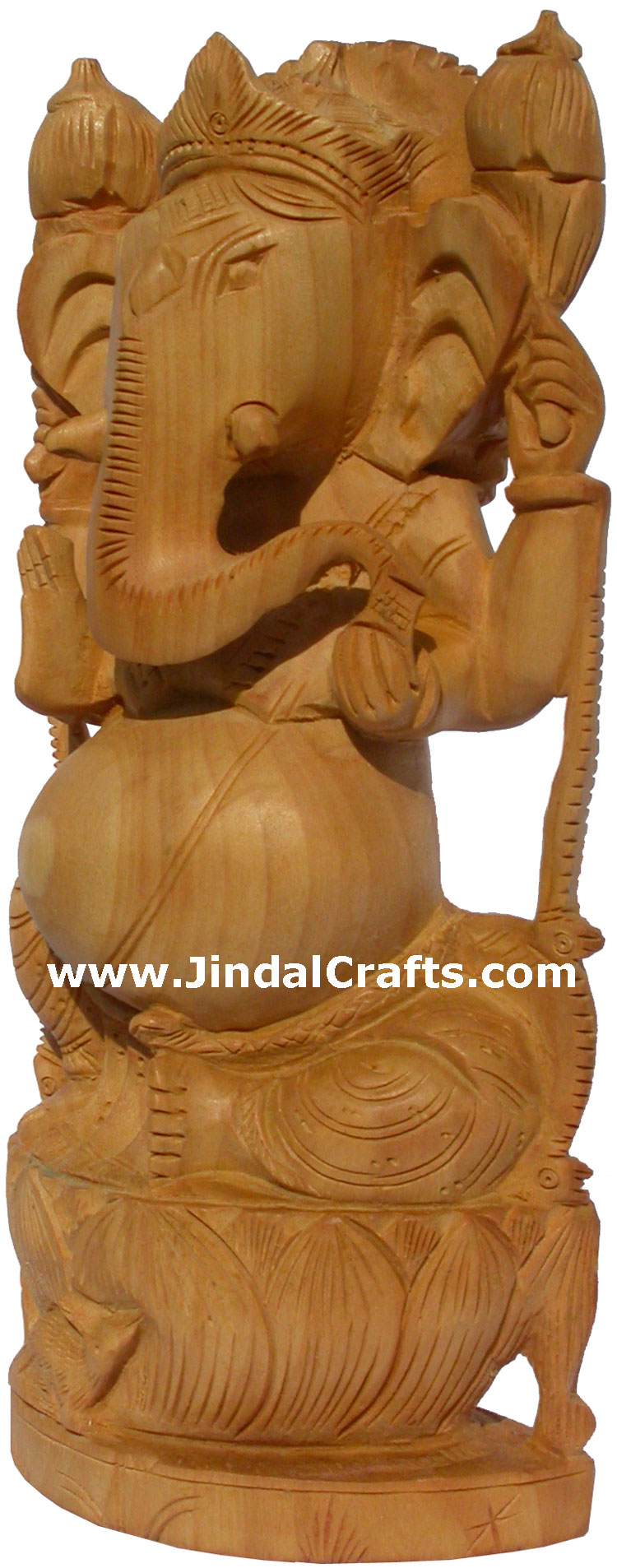 Wooden Hand Carved Ganesha Figurine Vinayak Hindu India Lord Ganpati Murti Craft