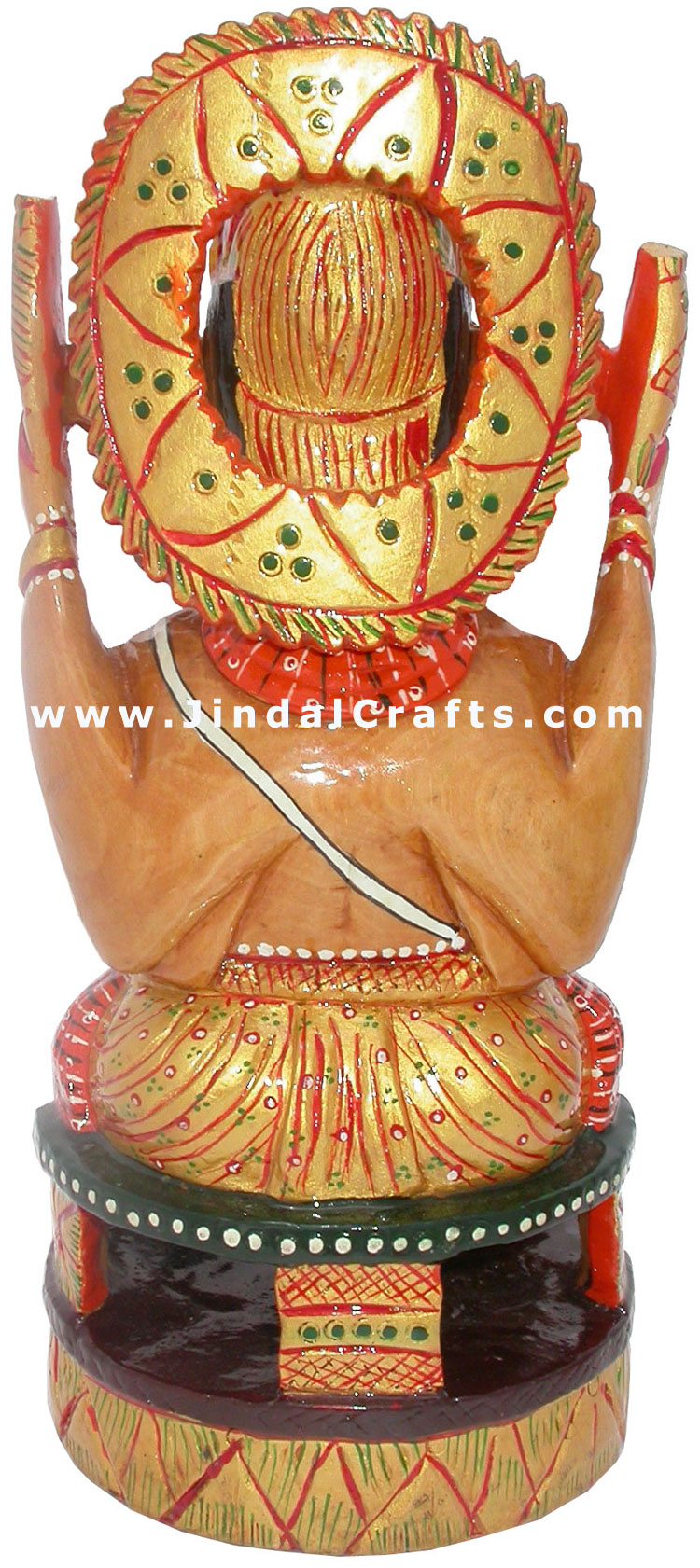 Hand Crafted Hand Painted Lord Ganesha Wooden Statue Indian God Idol Art Figure