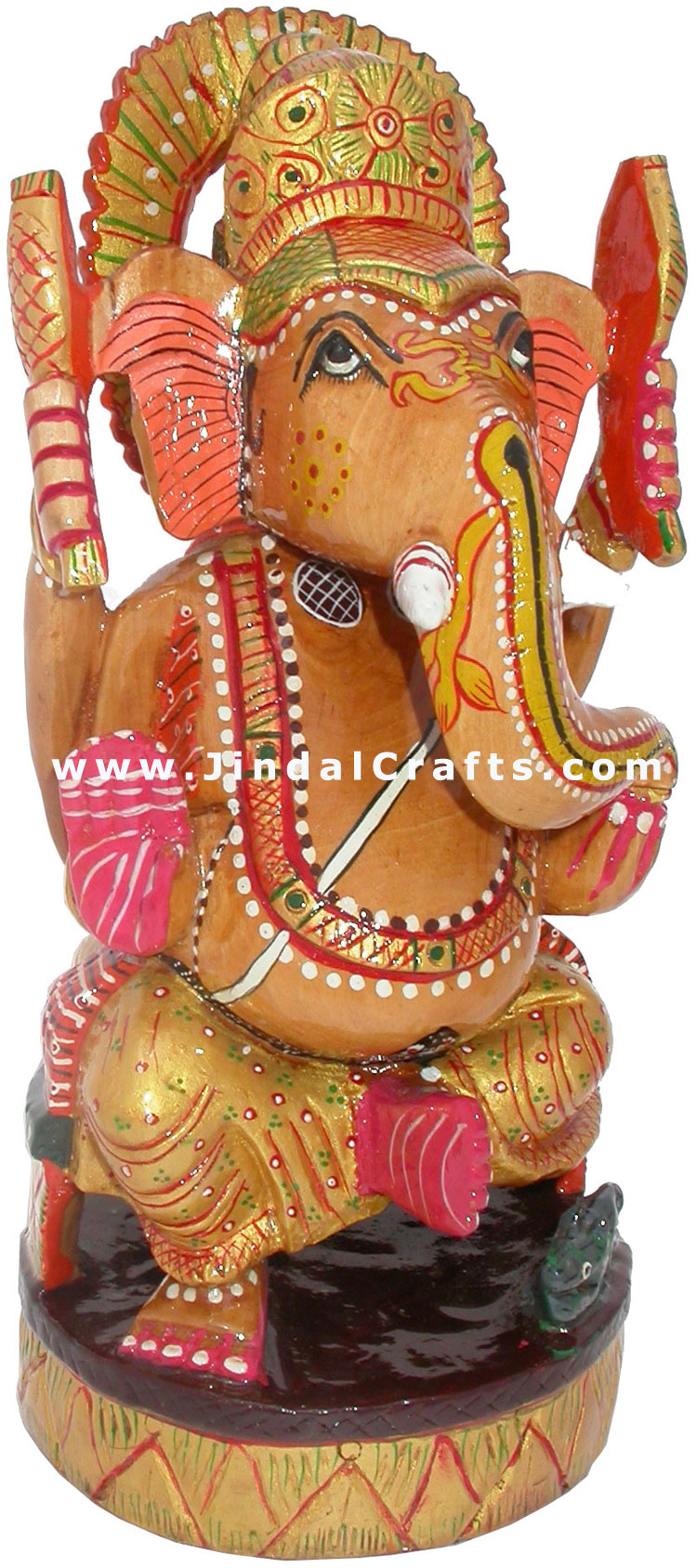 Hand Crafted Hand Painted Lord Ganesha Wooden Statue Indian God Idol Art Figure