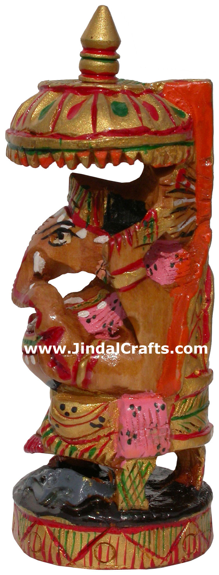 Handmade wooden carved painted Lord Ganesha India Arts