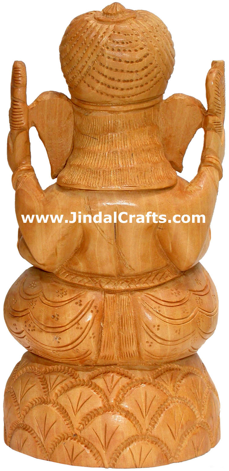 Handcarved Wooden Ganesha Indian Stucpture Art Statue Figurine Idol Murti Moorti