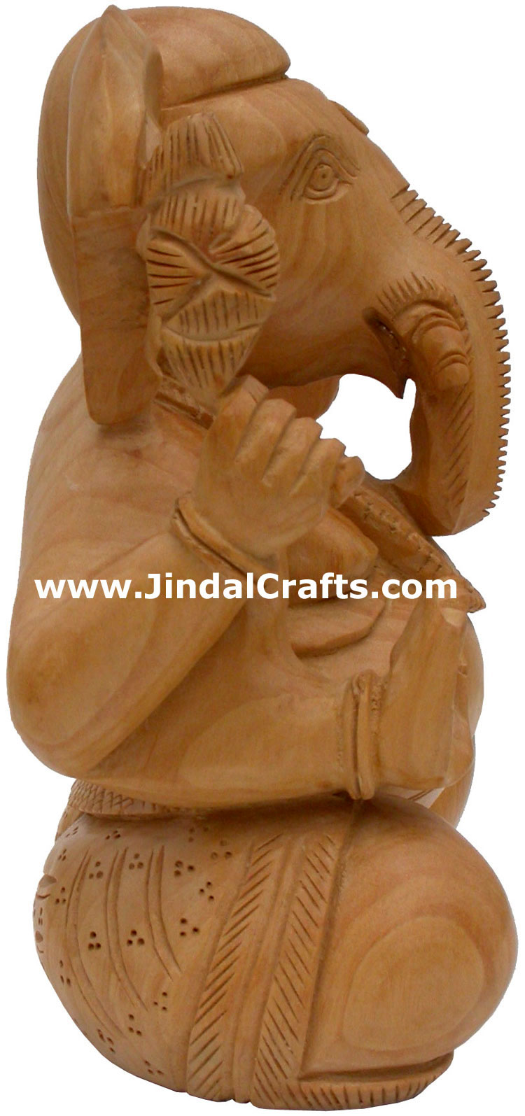 Handcarved Wooden Ganesha Indian Stucpture Art