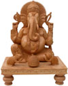 Handcarved Wooden Ganesha Indian Stucpture Art