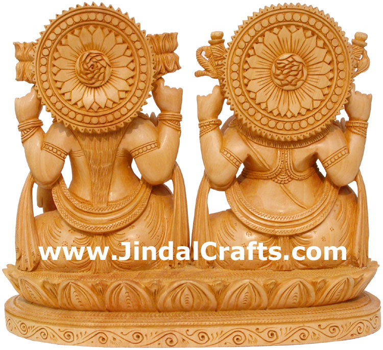 Masterpiece - Handcarved Ganesha Lakshmi Statuette Murti Hindu Religious Statue