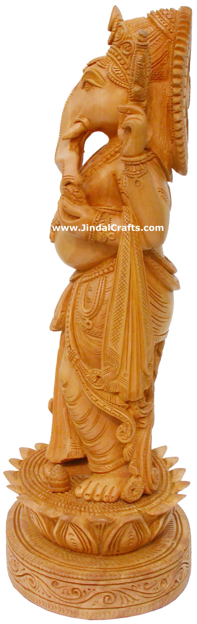 Wood Sculpture Handcarved Ganesha Statuette Indian Art