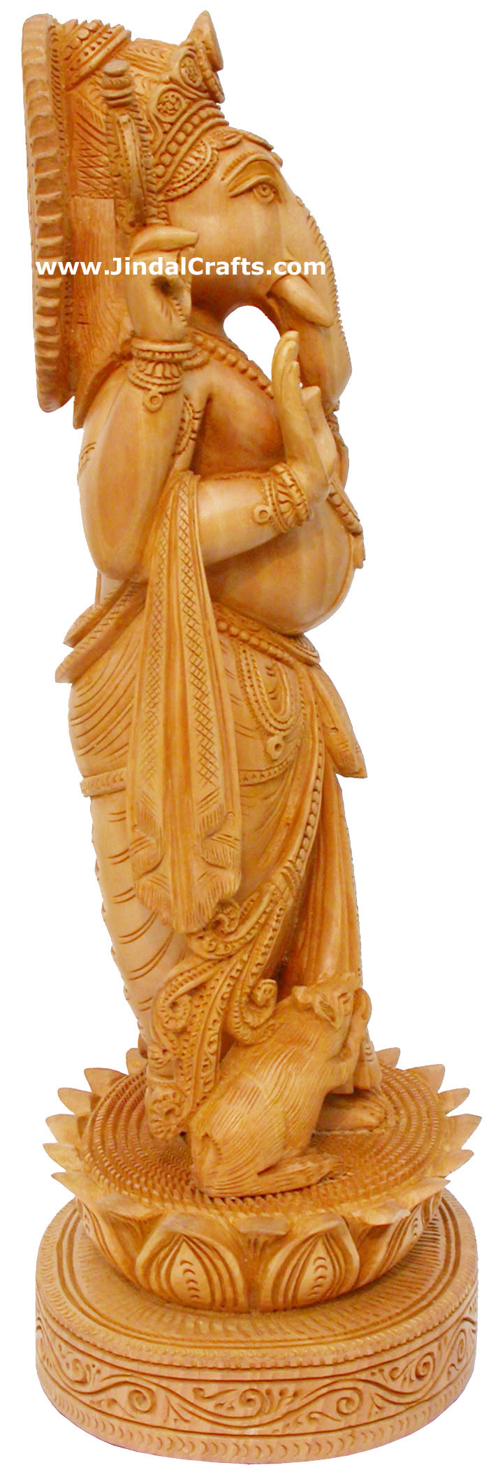 Wood Sculpture Handcarved Ganesha Statuette Indian Art