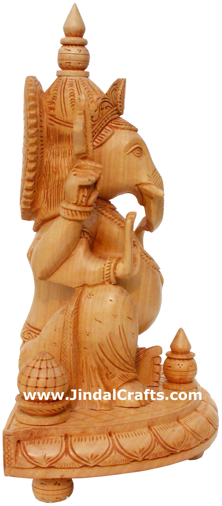 Wood Sculpture Handcarved Ganesha Statuette Indian Art
