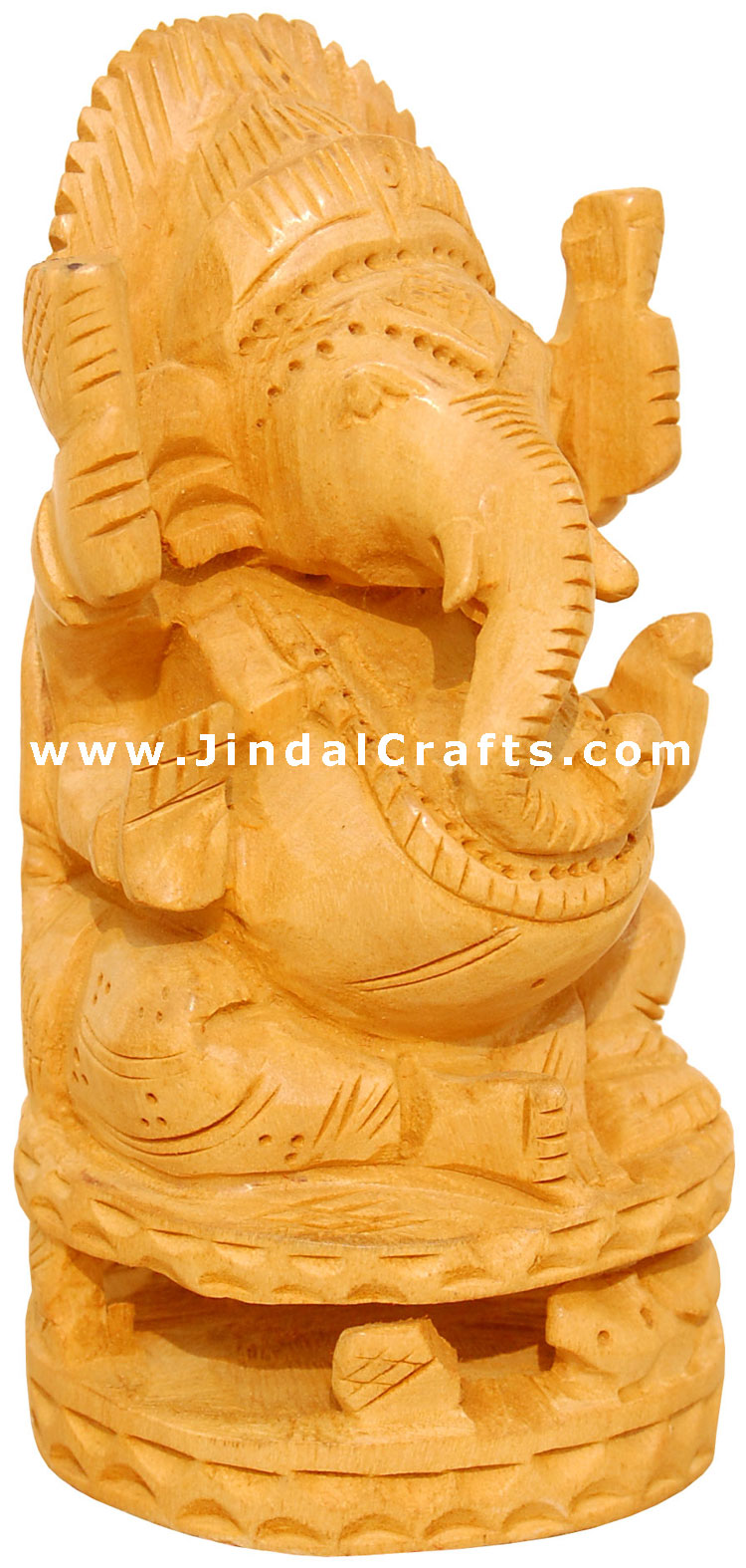 Handcrafted Wooden Ganesha Indian Religious Sculptures