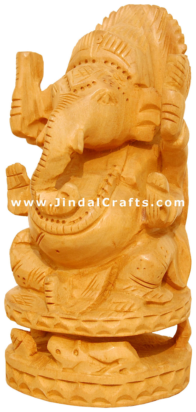 Handcrafted Wooden Ganesha Indian Religious Sculptures