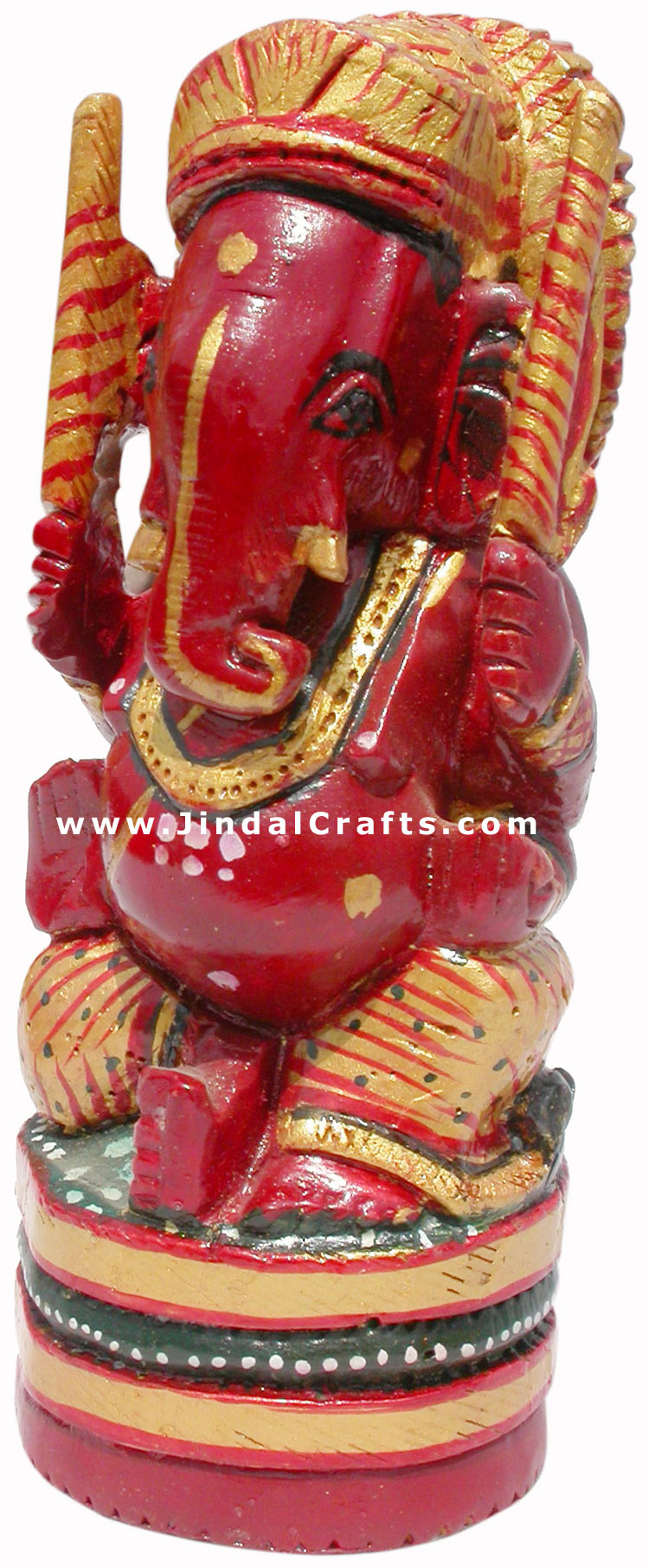 Handcarved Hand Painted Wooden Hindu God Ganesh India