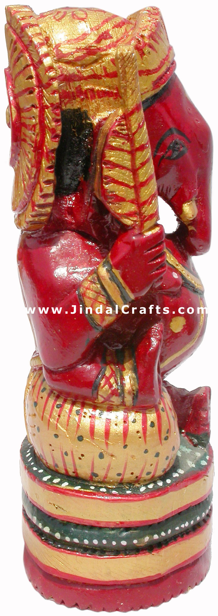Handcarved Hand Painted Wooden Hindu God Ganesh India