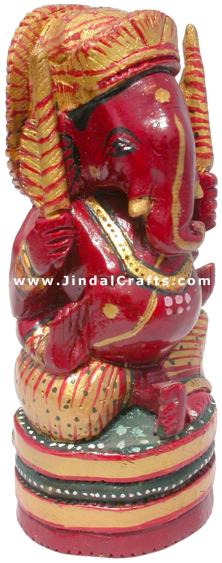 Handcarved Hand Painted Wooden Hindu God Ganesh India