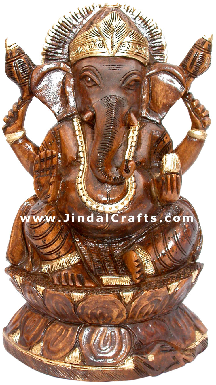 Ganesha Antique Hand Carved Hindu Religious Statue Idol