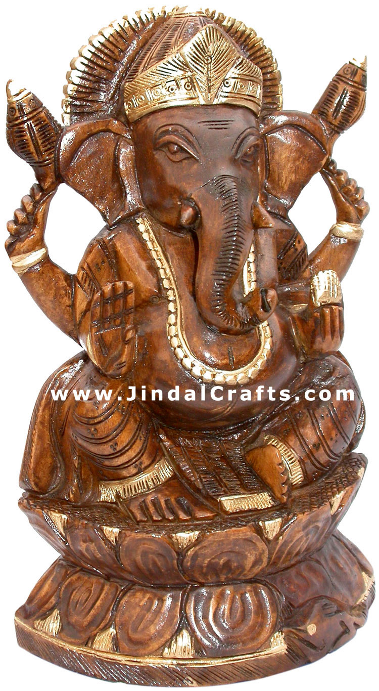 Ganesha Antique Hand Carved Hindu Religious Statue Idol