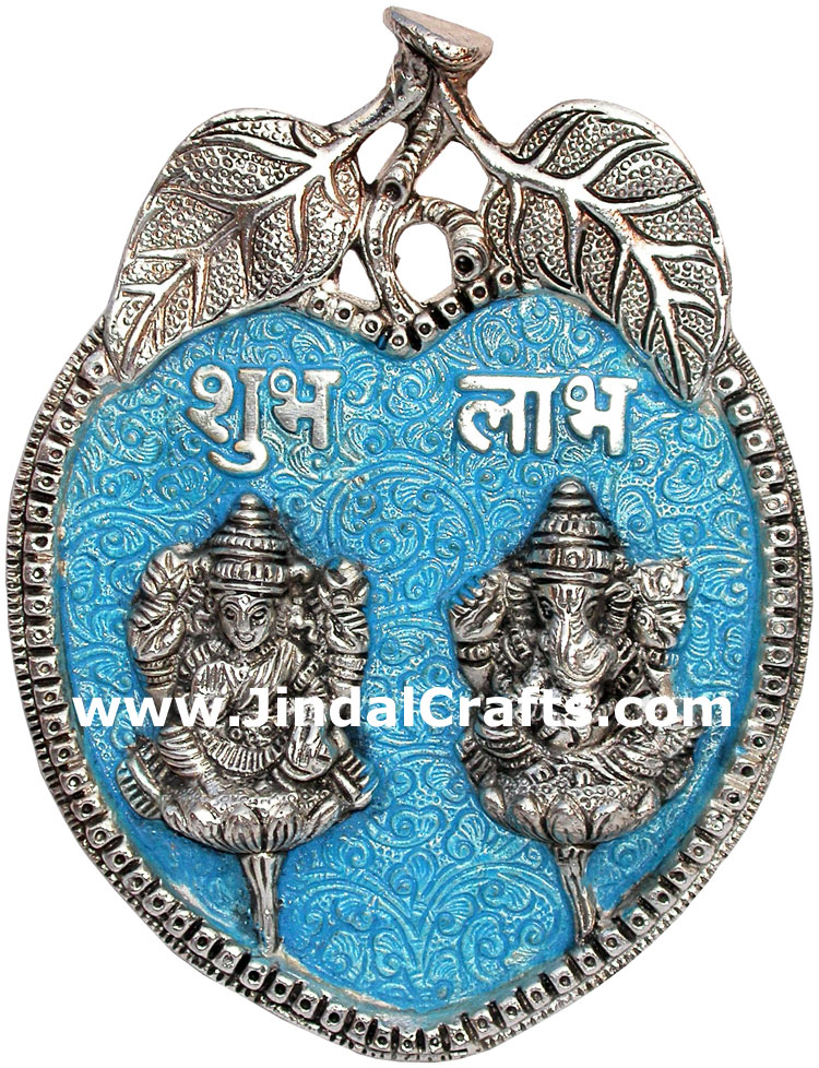 Lakshmi Ganesh Wall Hanging Hindu Religious Metal Craft Handicrafts India Figure