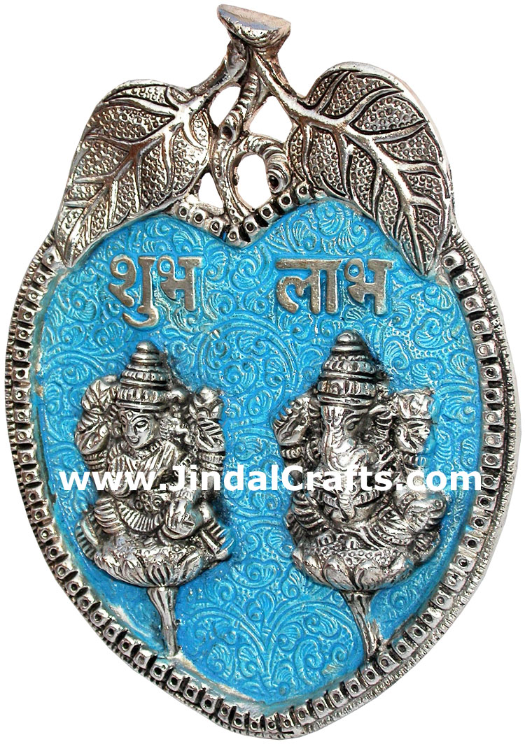 Lakshmi Ganesh Wall Hanging Hindu Religious Metal Craft Handicrafts India Figure