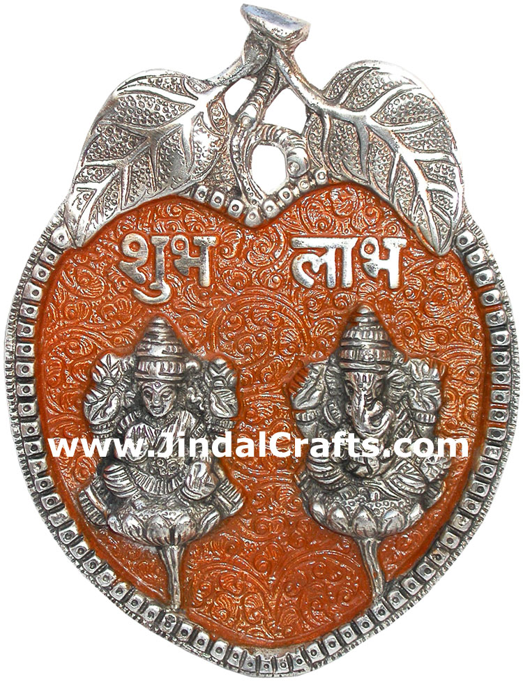 Lakshmi Ganesh Wall Hanging Hindu Religious Metal Craft Handicrafts India Figure