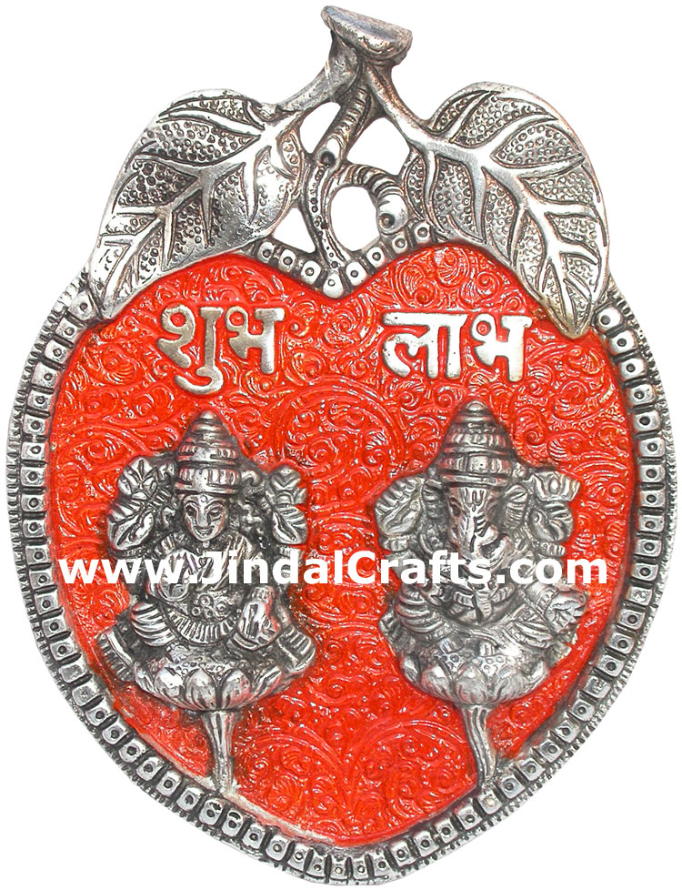 Lakshmi Ganesh Wall Hanging Hindu Religious Metal Craft Handicrafts India Figure