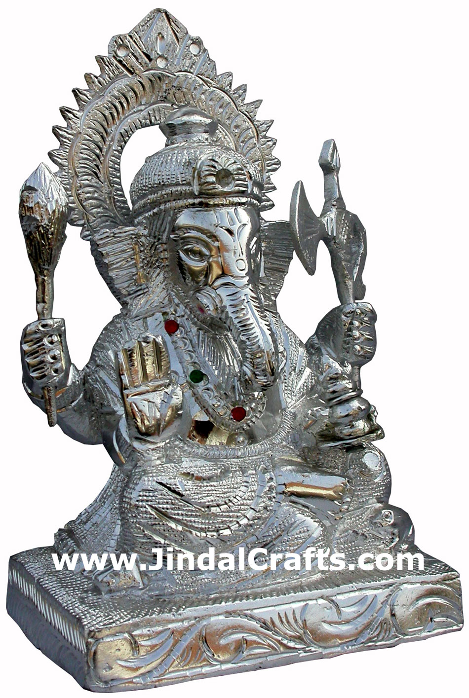 Ganesha - Hand Carved Indian Art Craft Handicraft Home Decor Aluminium Figurine