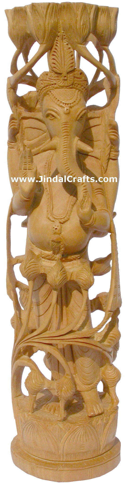 Wood Sculpture Lord Ganesha Figureine Hand Work India