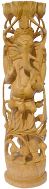 Wood Sculpture Lord Ganesha Figureine Hand Work India