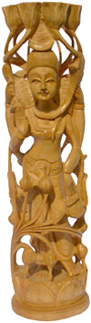 Hand Carved Wood Lord Shiva Figure Statue Idol Sculpture Indian Traditional Arts