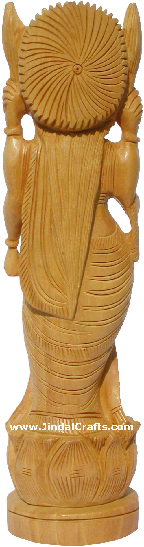 Wooden Goddess Laxmi Handcarved Statue Hinduism Carving Art Indian Handicrafts